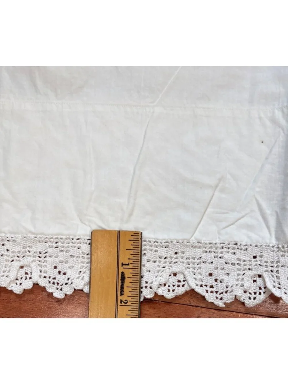 White Cotton Pillowcase Crocheted Lace Hem Antique Charm Vintage
